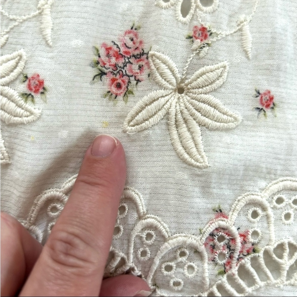 LoveShackFancy Stacy Floral Print Broderie Cotton Maxi Dress Cottagecore Size 0 - Picture 14 of 16
